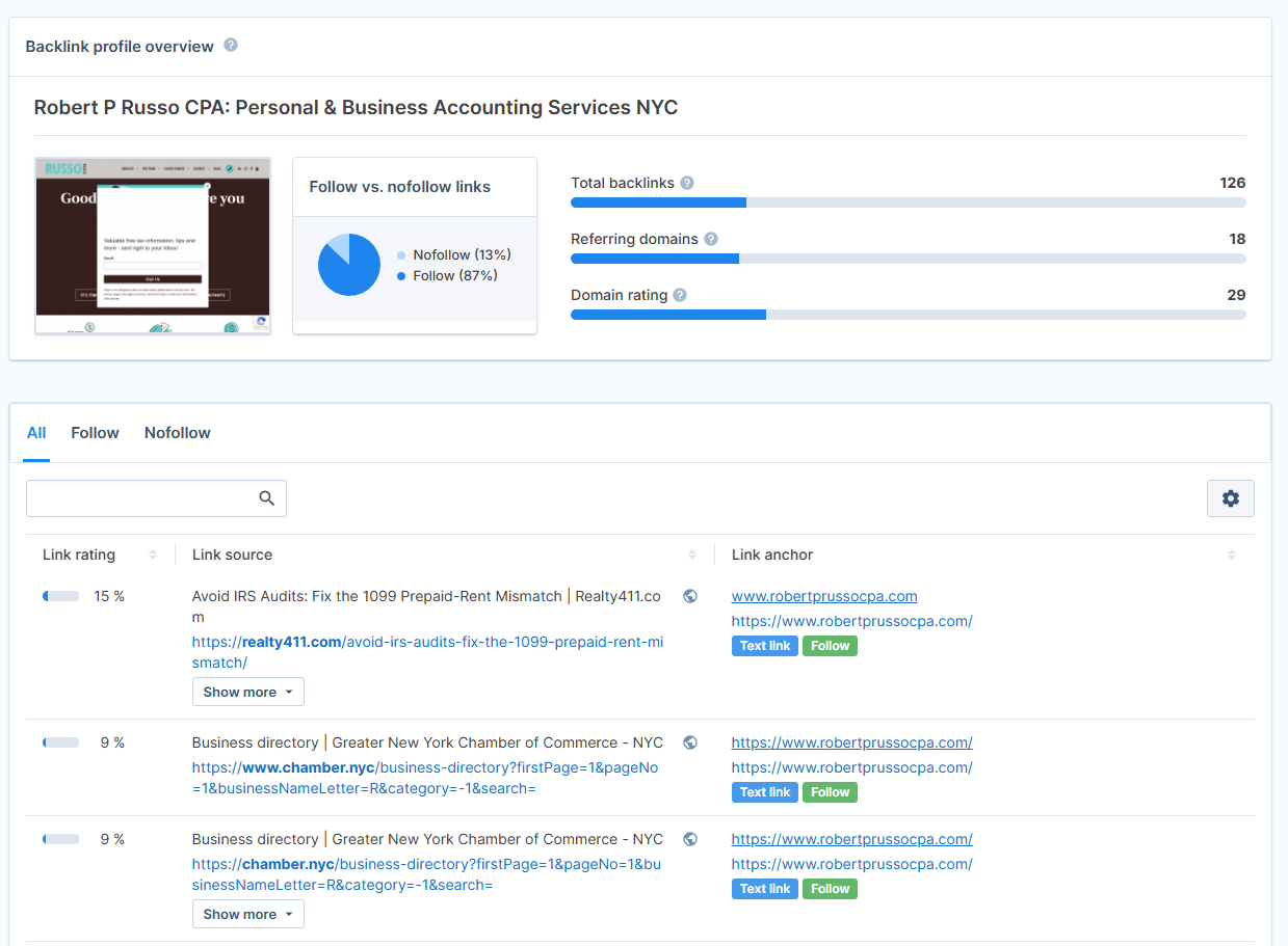 Seobilitys Backlink Checker