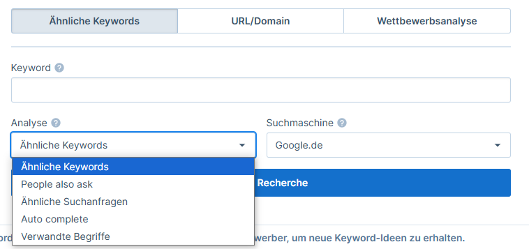 durchsuche die verschiedenen Analyse-Tabs