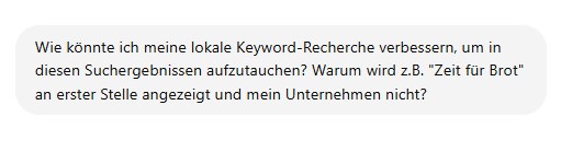 Nachfrage in ChatGPT nach Gründen für hohe Platzierung des ersten Ergebnisses
