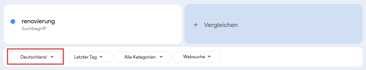 Auswahl eines Landes in Google Trends