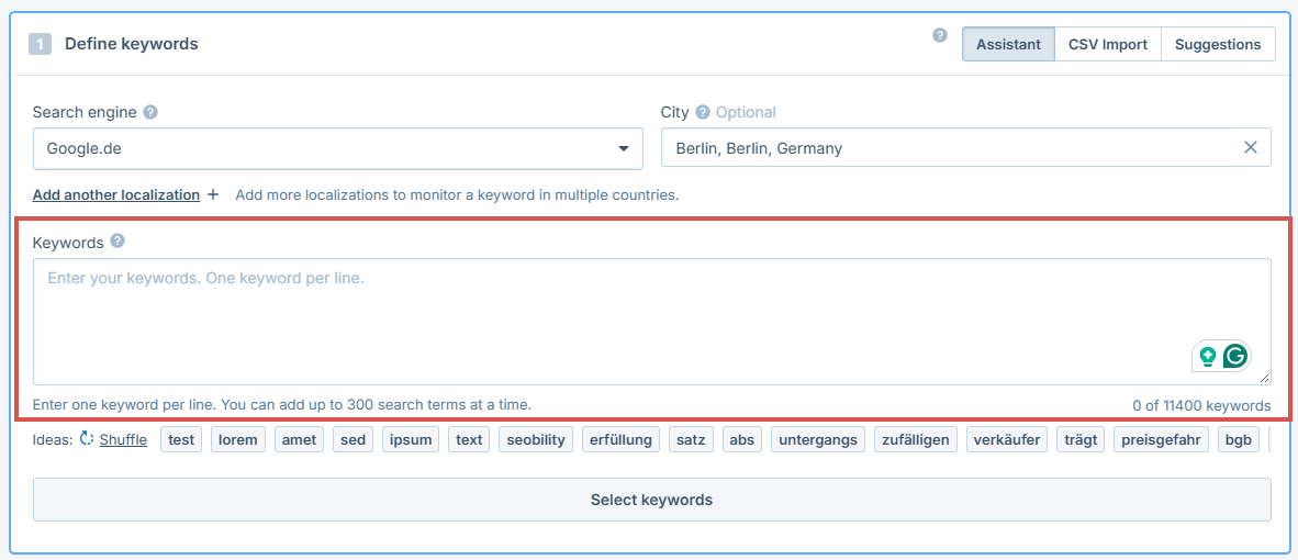 search terms