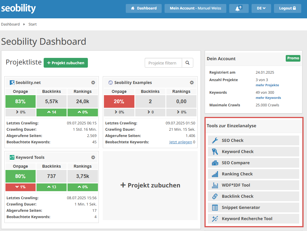 Tools im alten Interface
