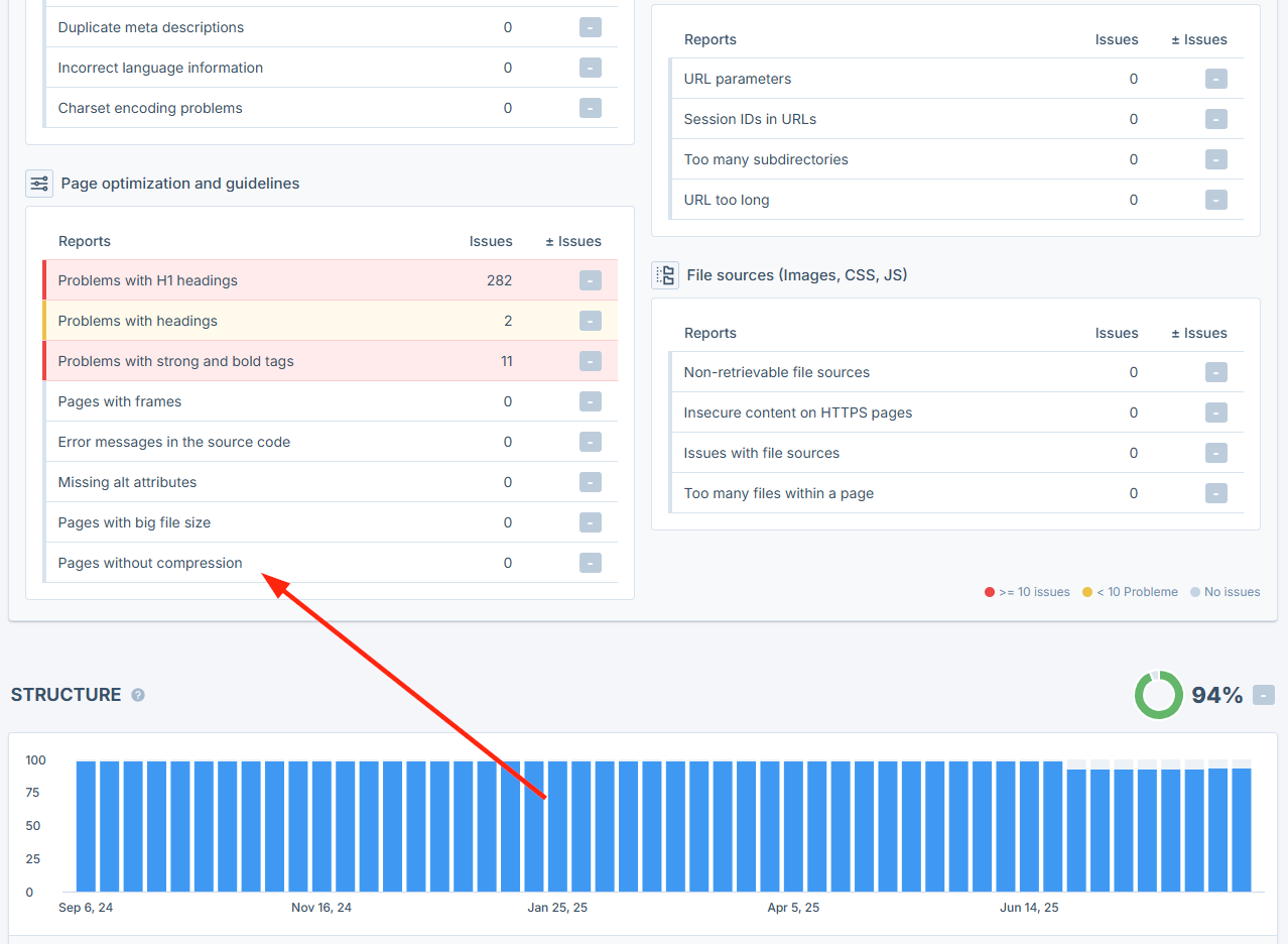 Website Audit in Seobility