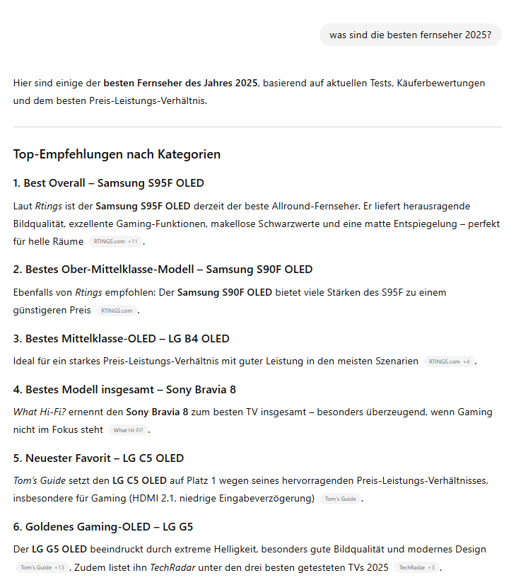 Beispiel einer ChatGPT Antwort