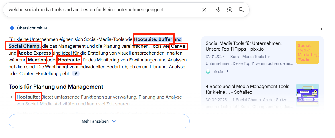 Beispiel für Mentions