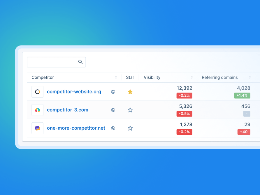 compare your competitors' rankings and referring domains