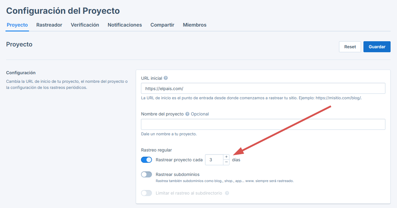 Programa rastreos automáticos