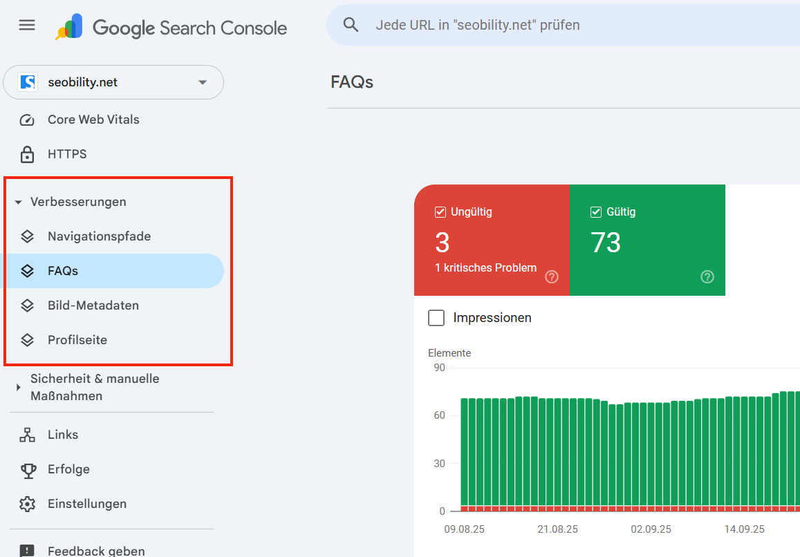 Search Console Verbesserungen