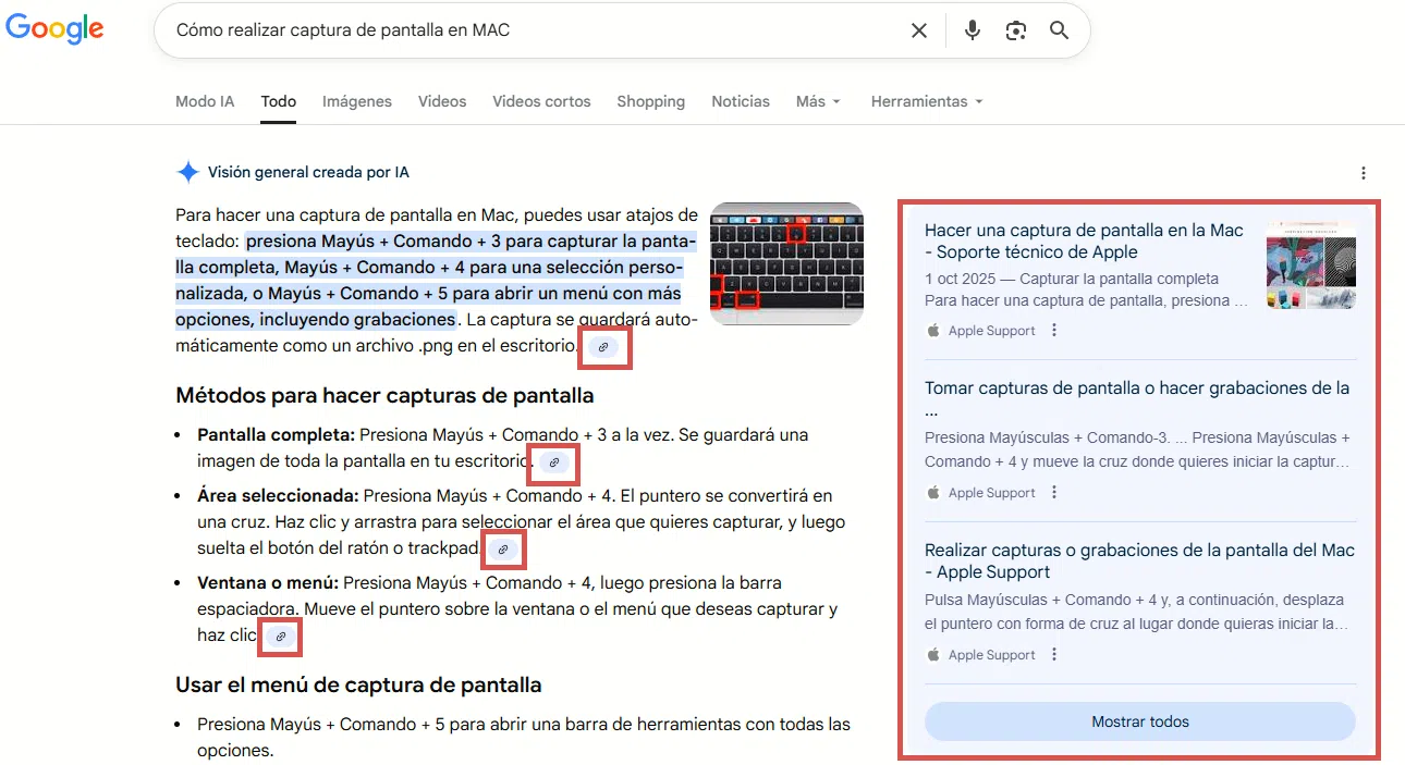 Citas en las Vistas Creadas con IA de Google