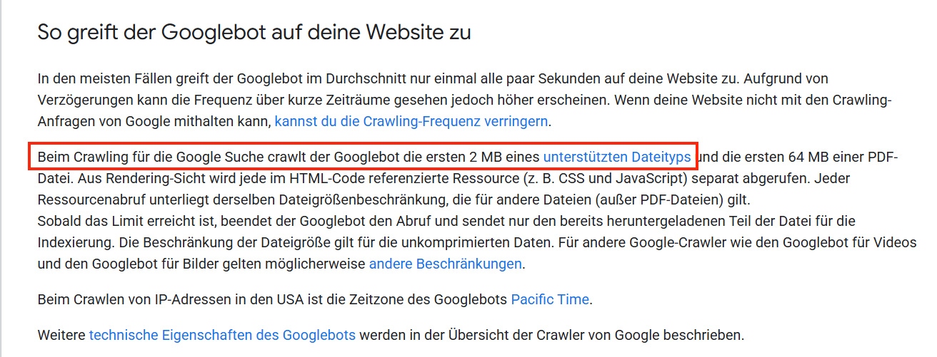 Änderung in der Google Dokumentation