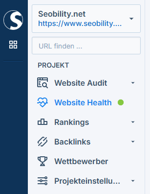 Website Health Bereich in Seobility