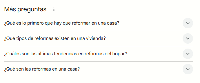 Sección de preguntas frecuentes sobre reformas de viviendas y tendencias en el hogar.